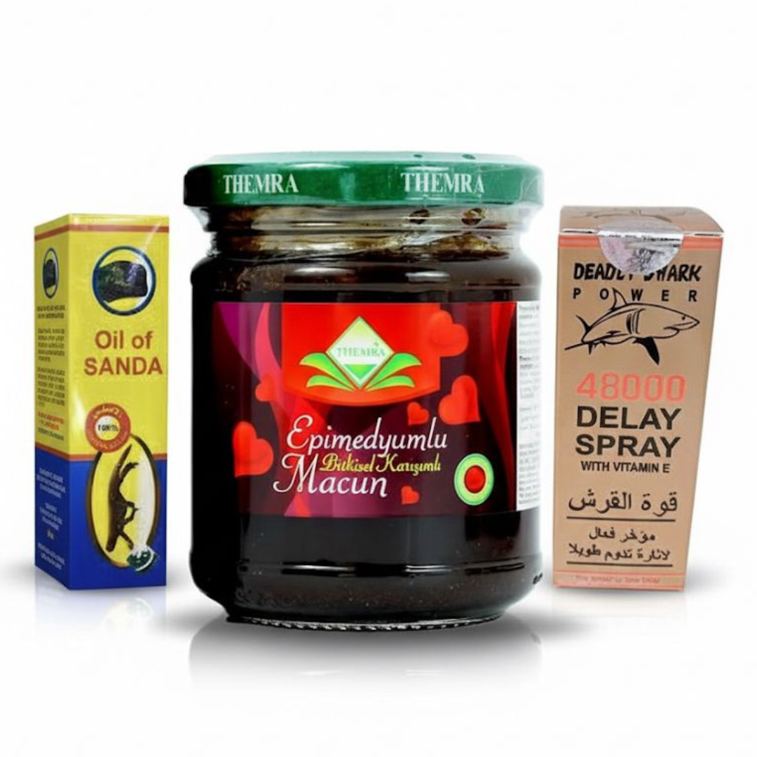 (Big Offer Of The Day ) - 2 Pcs TURKISH MACUN + 2 Pcs FREE OIL OF SANDA + 2 Pcs 48000 DELAY SPRAY